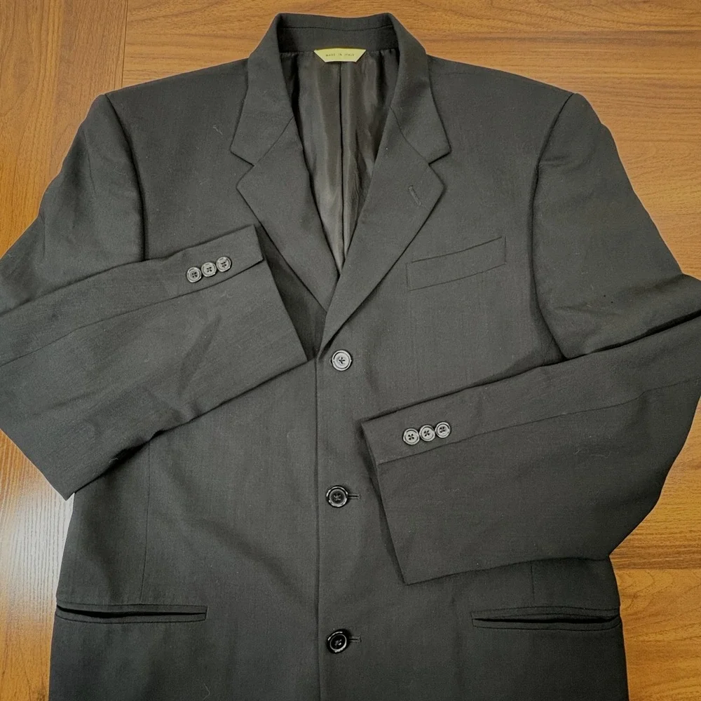 Donna Karan Signature Blazer 40R Vintage 90s Black 100% Wool Made in Italy Chic
